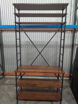 Industrial Style Metal Frame Wood Shelf Unit