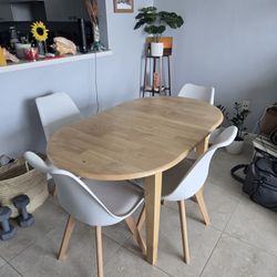 Drop-Leaf Dining Set + 4 Mid-Century Chairs