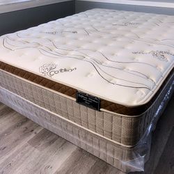 12in Full Size Organic Cloud Comfort Europillow Top Mattress and Boxspring 
