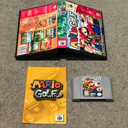 Mario Golf (Nintendo 64 N64, 1999) Authentic Game Manual w/ Replacement Case