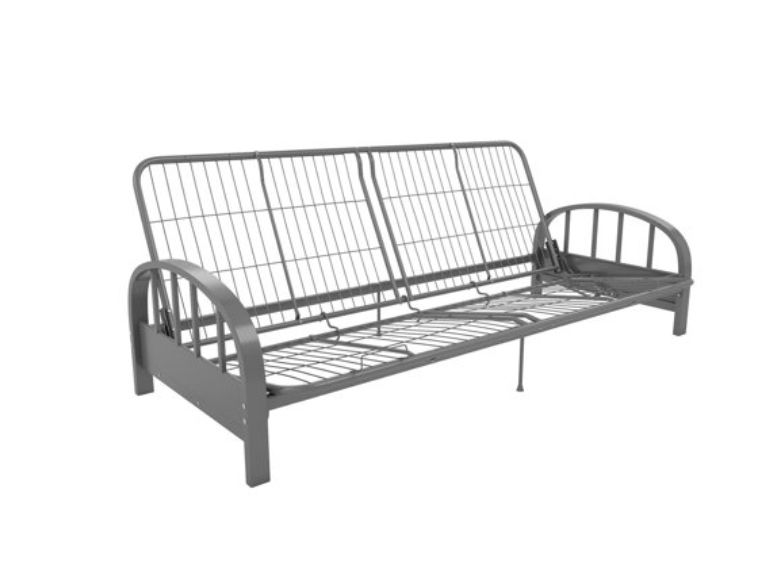 Gray metal futon frame