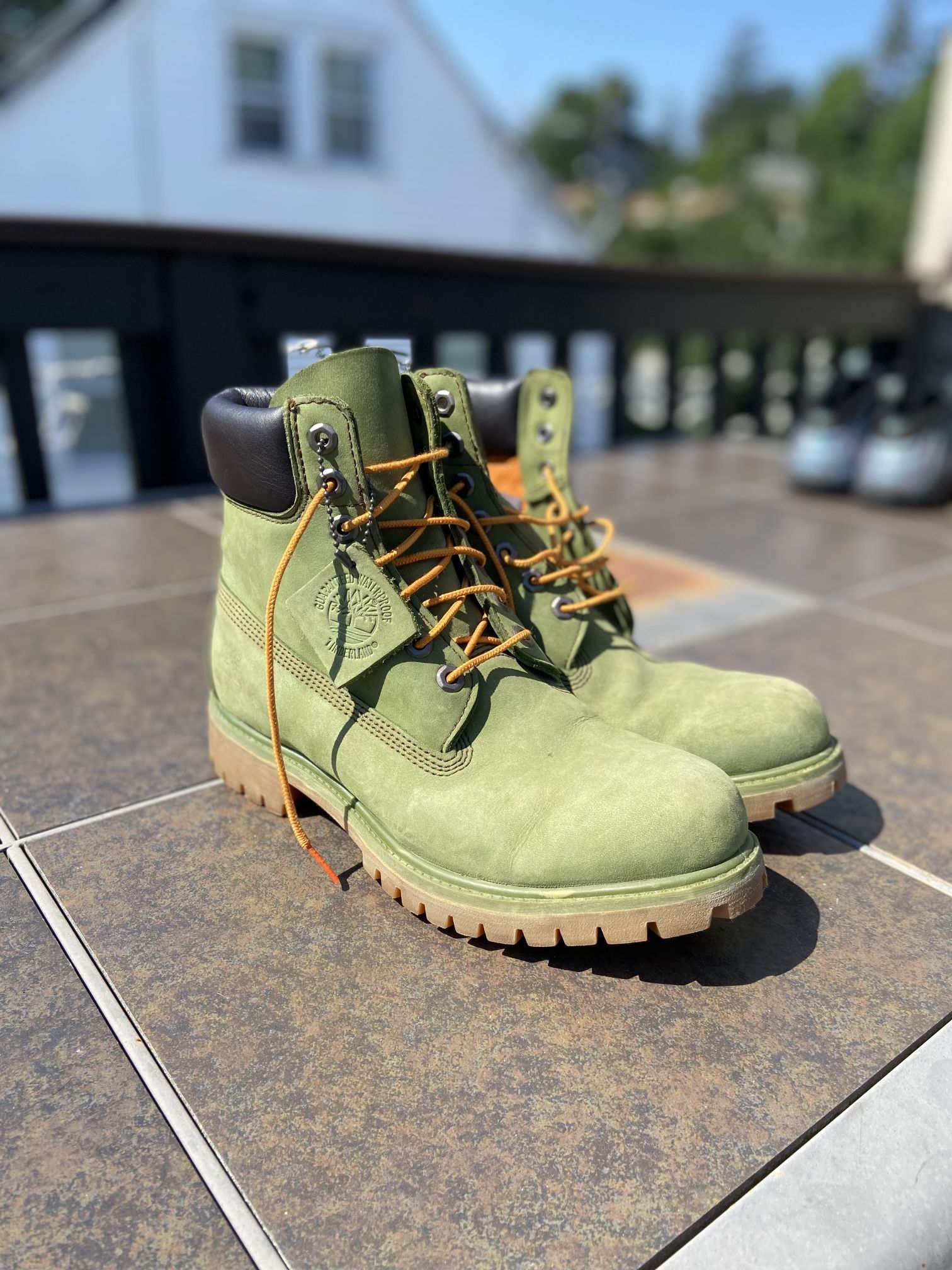 Military Green Timberland Boots Size 8.5