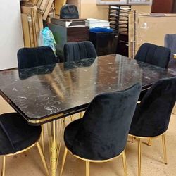 Same Day Delivery , Dining Tables , 6 Luxury Black And Gold Chairs 💥🔥
