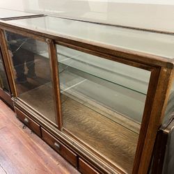 antique display case with marble