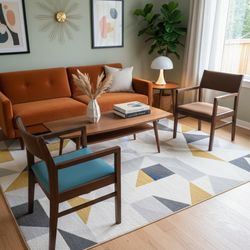 Vintage 60s 70s mid-century modern MCM occasional chairs brown oak not matching sturdy gd condition Mid-Century Modern Duo – Available Now! 🛋️✨
​