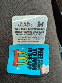 McDonald's Monopoly B. & O. Railroad Game Piece #925