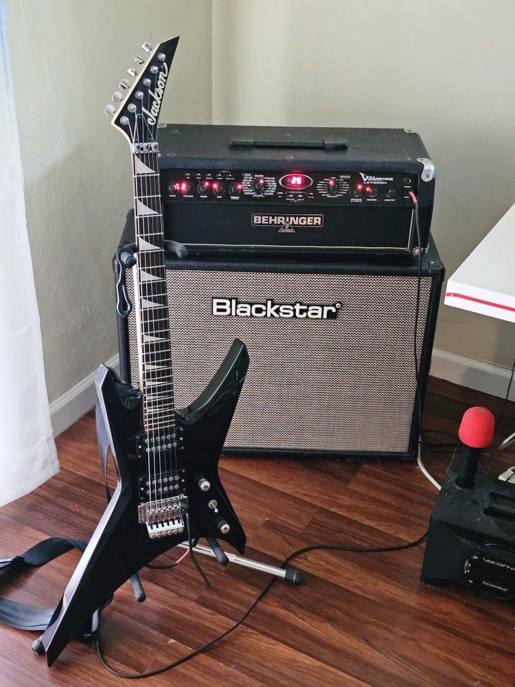 Guitar JACKSON Amplifier Behringer + SPEAKER Black STAR Shadow