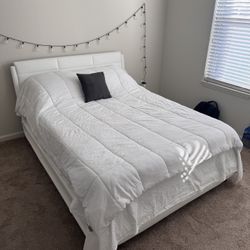 Queen size Arghira PU upholstered sleigh platform bed frame