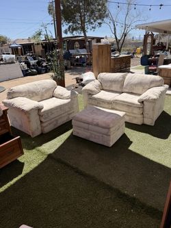 Light Patterned Sofa Armchair Ottoman Set