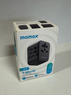 Momax 1 World 70w GaN Universal Travel UK EU AU US Multi Plug Adapter Black Excellent Condition ( Pickup Camino al norte and Tropical )