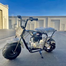 Realtree  Gas Powered 105cc Camo Power Ride-On Mini Bike top speed about 28mph, mix weight 180lb