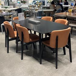 Eliora Dining Set, Table And 6 Chair $10 Down Payment And Financing Available