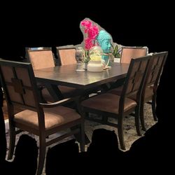 Real Wood Dining Table With 6 Chairs 