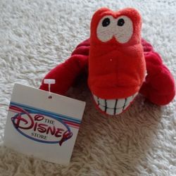 Disney Little Vintage Mermaid Sebastian Crab Mini Beanbag Stuffed Animal 