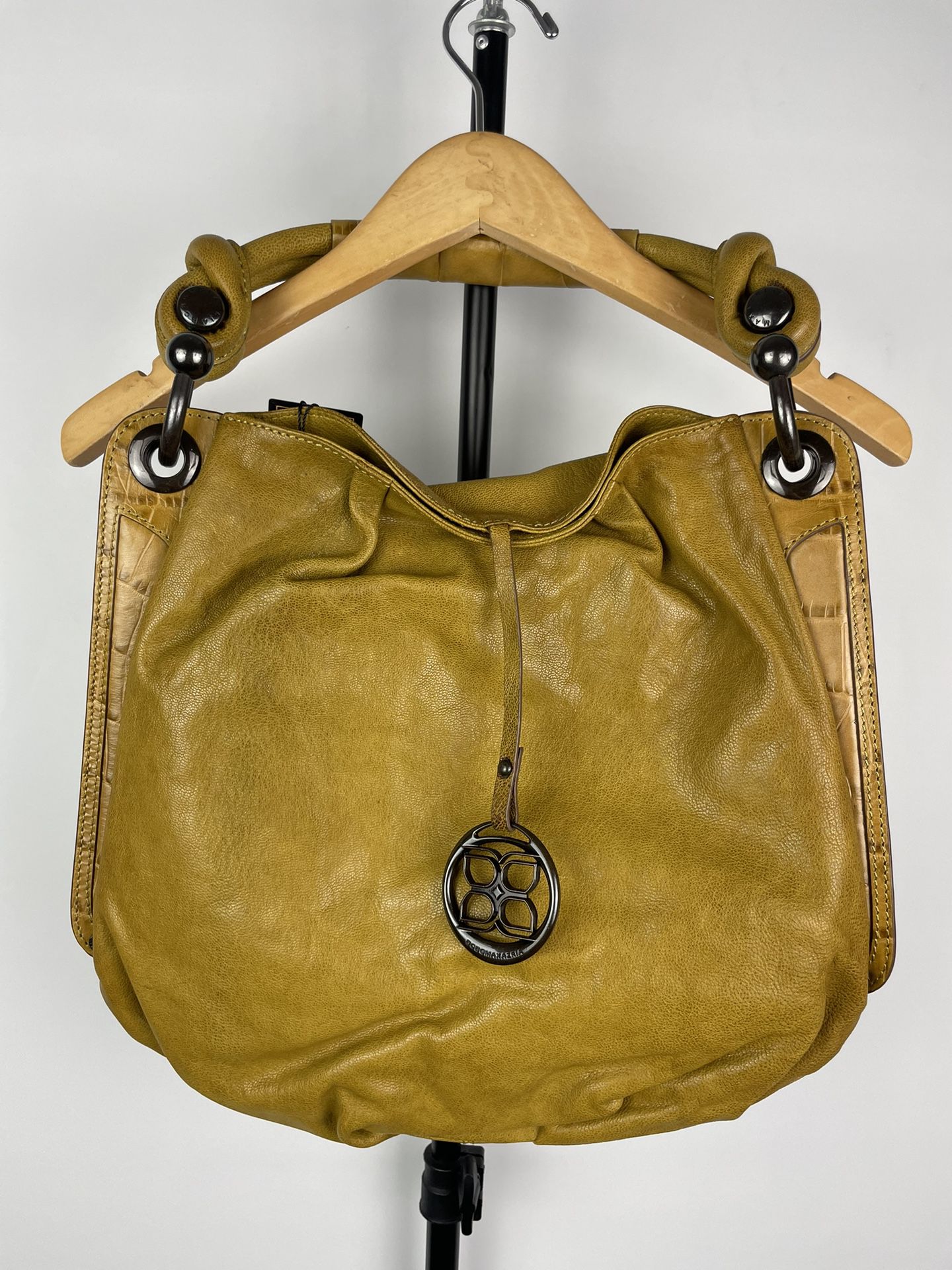 BCBGMAXAZRIA Mustard Yellow Leather Hobo Bag
