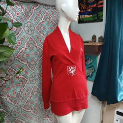 RARE Adidas Fancy Red V-neck Sweater, Size M