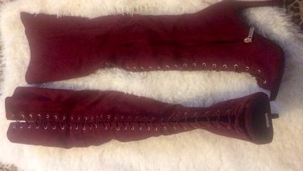 burgundy boots (open toes)