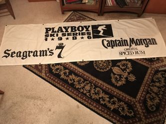 Vintage ski banner from Steamboat Springs event in 1986! Sponsored by Playboy. One Of A Kind Item