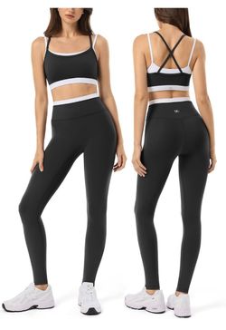 2 Pieces Workout Sets for Women,Seamless Yoga Leggings with Padded Sports Bras,Athletic Matching Outfits,Gym,Casual
