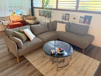 Grey Mid-Century Modern Sectional Sofa
