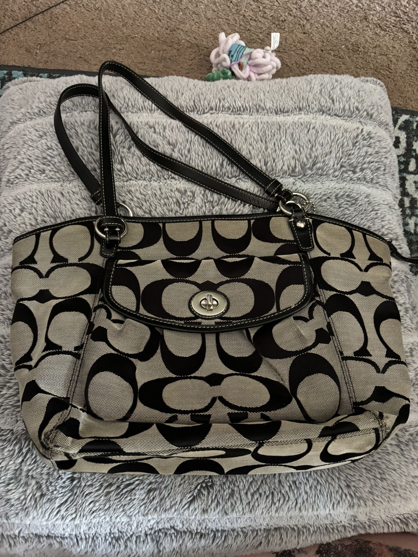 Coach Canvas Bag - Black And Tan