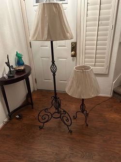 Antique rod iron lamps