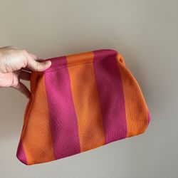 Summer Striped Dumpling Clutch (Pink/Orange)