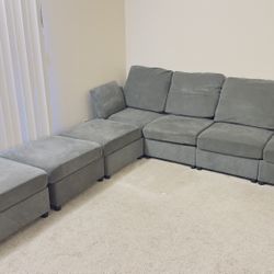 Sectional Couch, Modular Sofa, 7 Piece Convertible L Shaped for Spacious Living Room