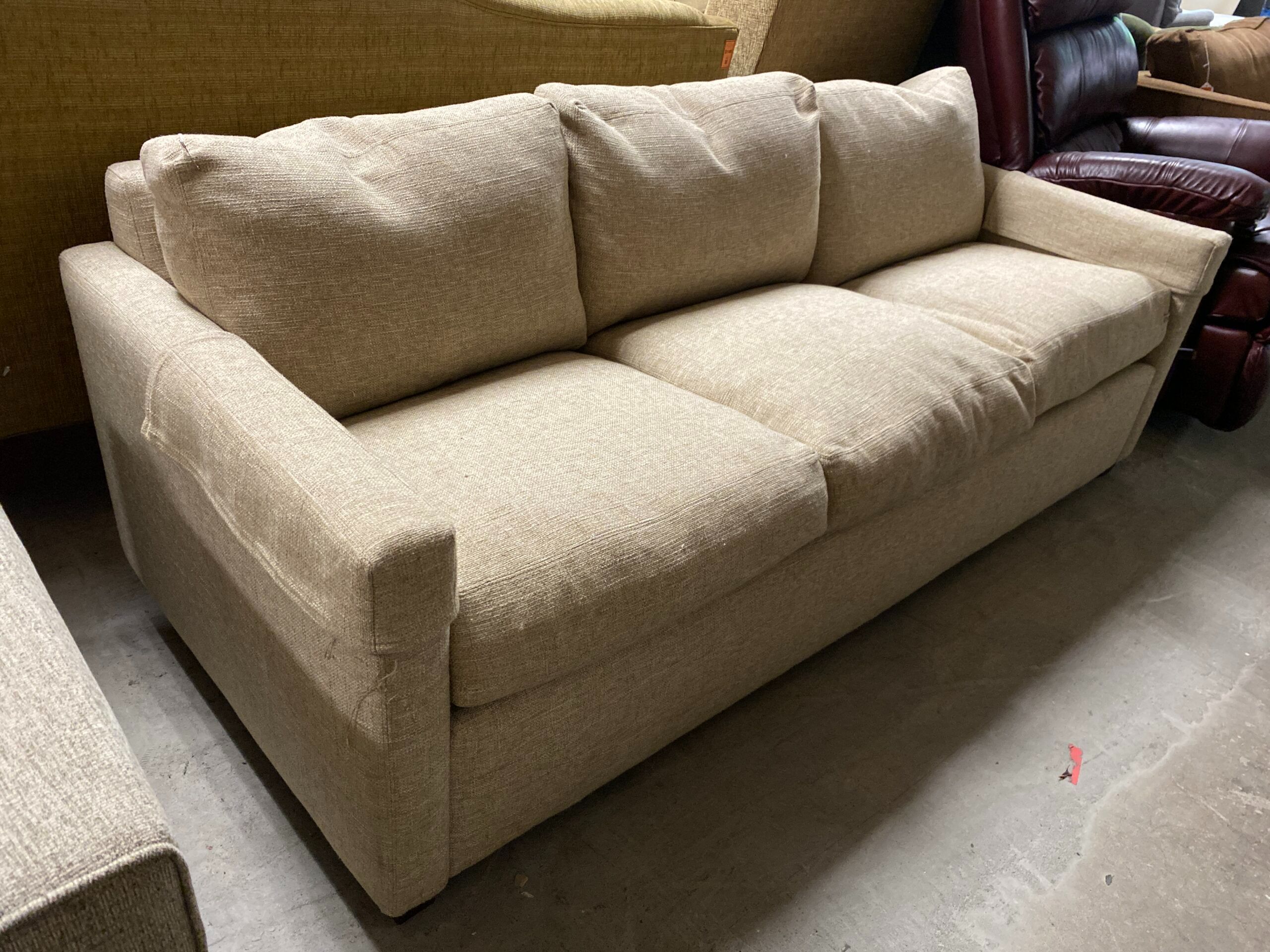 LEE INDUSTRIES Plush Beige 3 Seat Sofa w/ Arm Covers