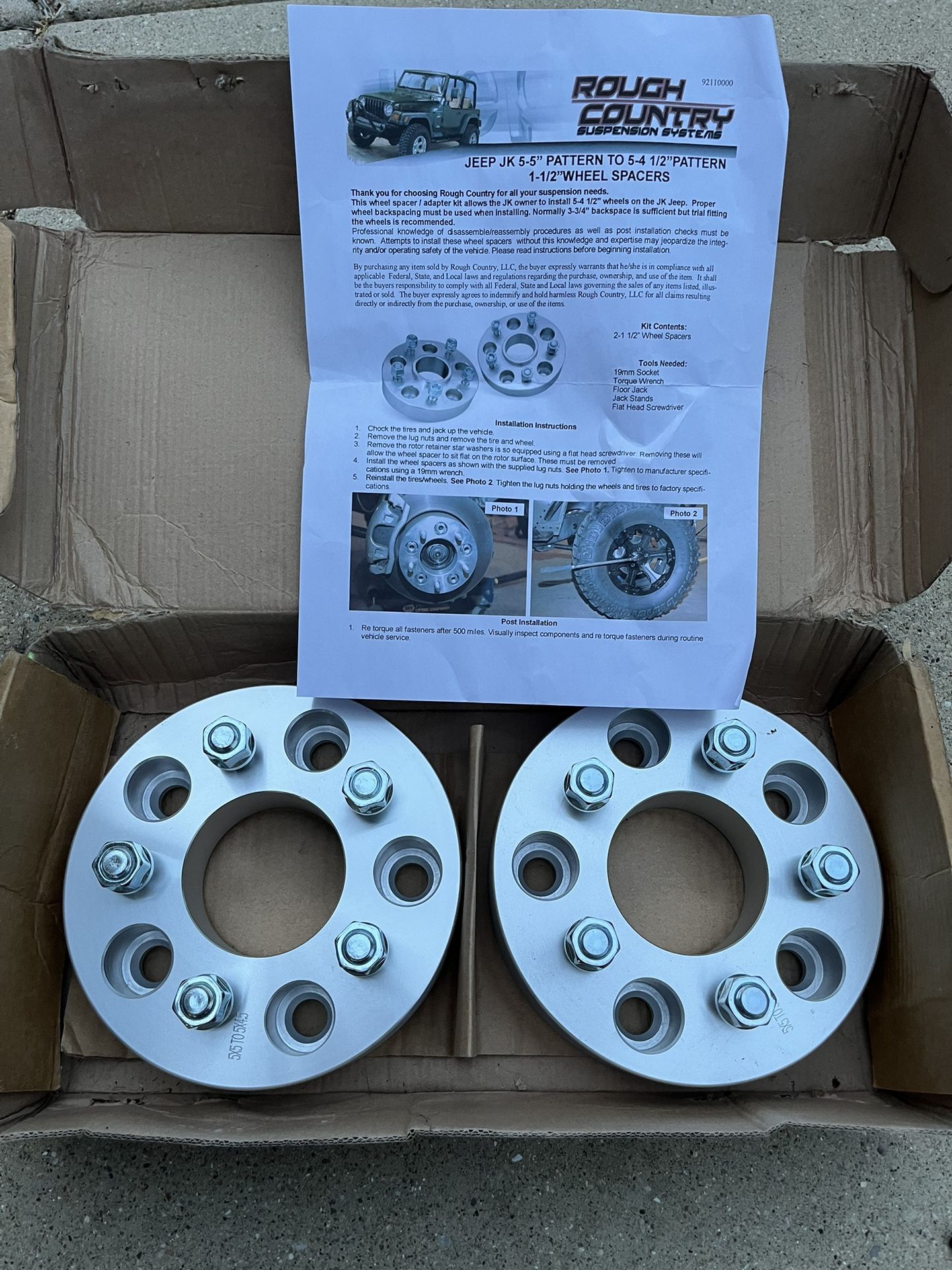 Jeep Wrangler JK (2013) Rough Country Wheel Spacers - Two 1 1/2”