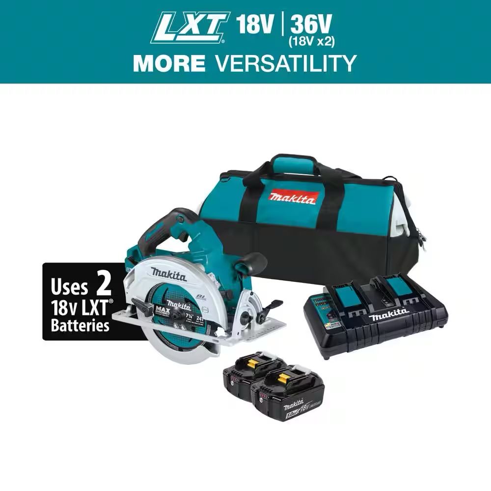 Makita 18V X2 LXT Lithium-Ion (36V) Brushless Cordless 7-1/4 in. Circular Saw Kit 5.0Ah XSH06PT