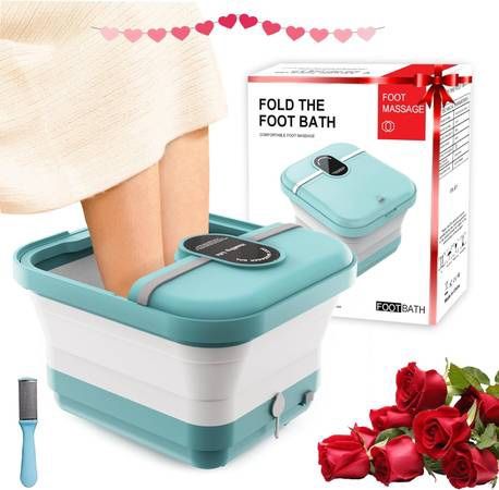 new Foot Spa Bath Massager with 8 Massage Rollers,Collapsible Foot Spa with Heat,Pedicure Foot Soaking Tub  About this item  ❤ Collapsible and Portabl
