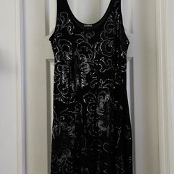 New Express Floral Sequin Lightweight Tunic Length Tank Top Dress Size Large