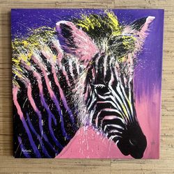 NEW Colorful Zebra Canvas Painting