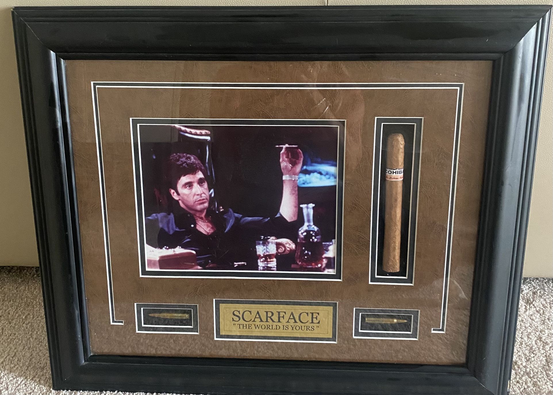 Scarface Al Pacino Cigar Bullets Framed Picture