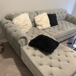 Gray Velvet Meridian Couch/sectinal