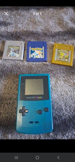 Vintage Teal Nintendo Game Boy Color + 3 Authentic Pokémon Games Bundle
