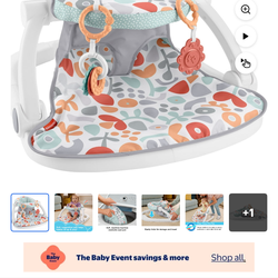 Fisher-Price Sit-Me-up Floor Seat Portable Baby Infant Chair with Snack Tray and Toys, Fresh Floral