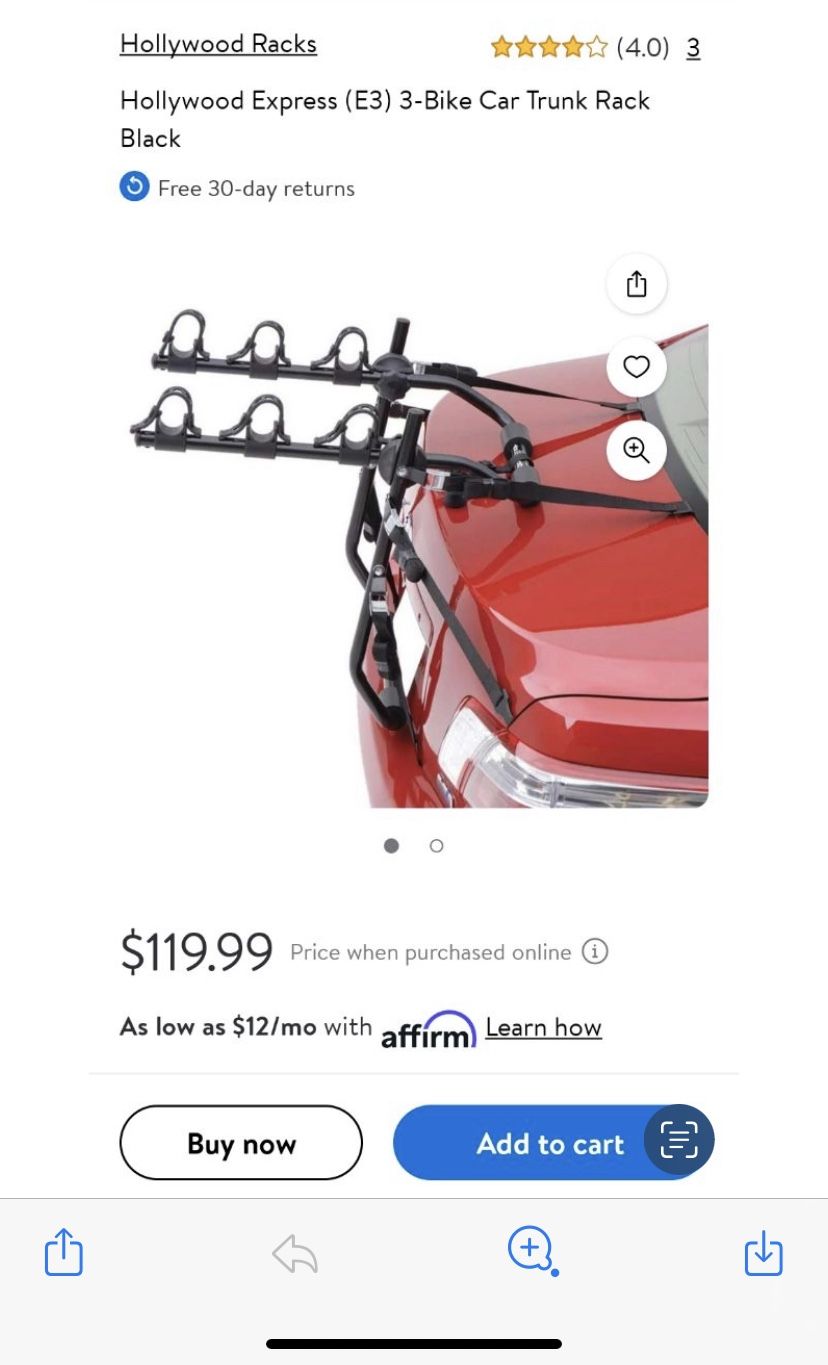 Hollywood 3 Bike Car Trunk Rack