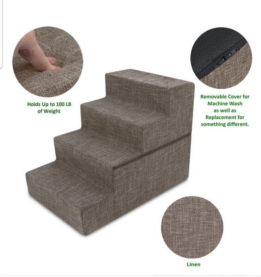 Brown High Density Foam Pet Stairs 15"H 4 Tier