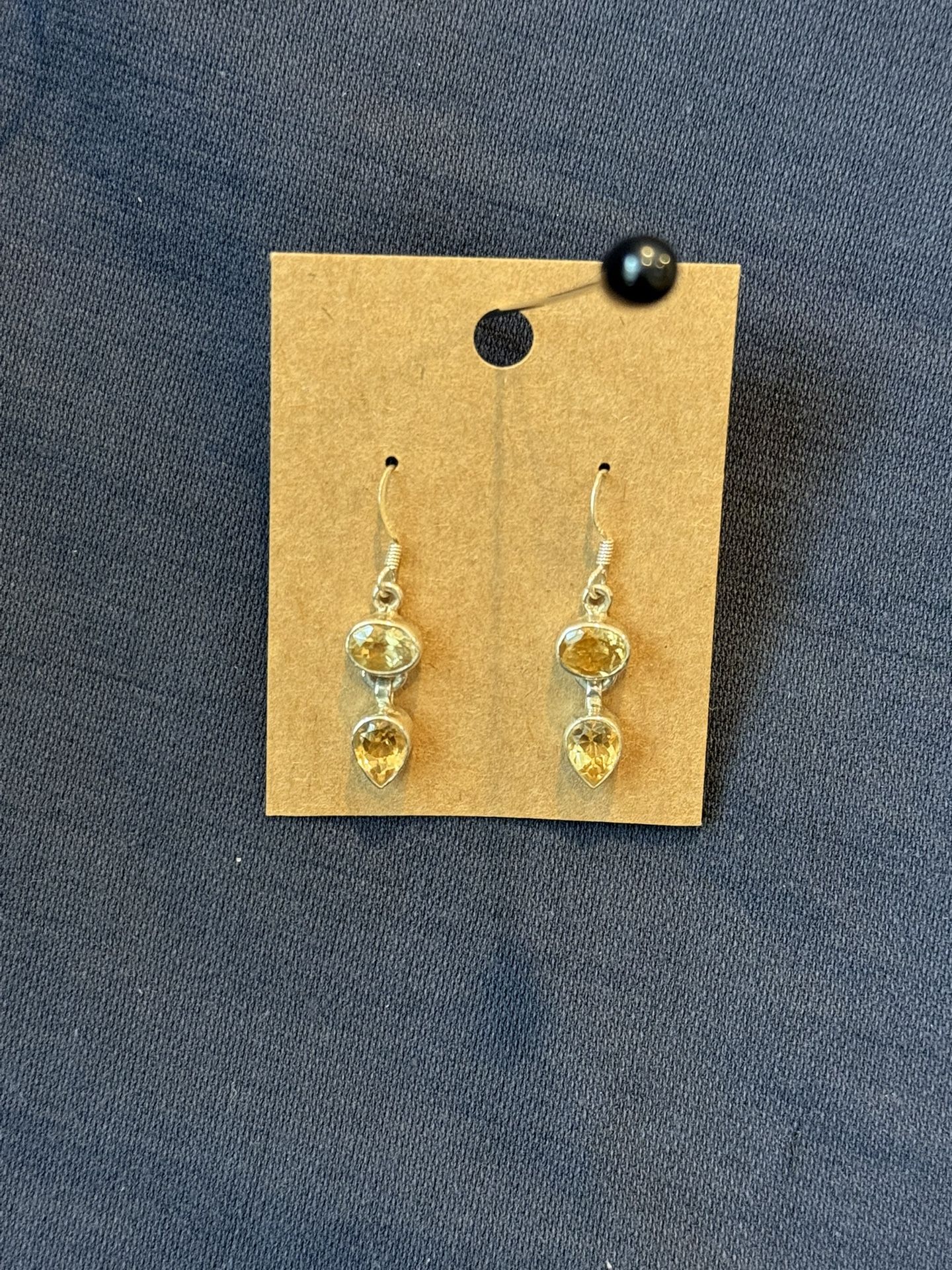Sterling Silver Citrine Dangle Earrings New