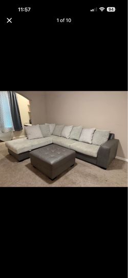 Ashley 3-Piece Sectional Sofa + Ottoman – Like New