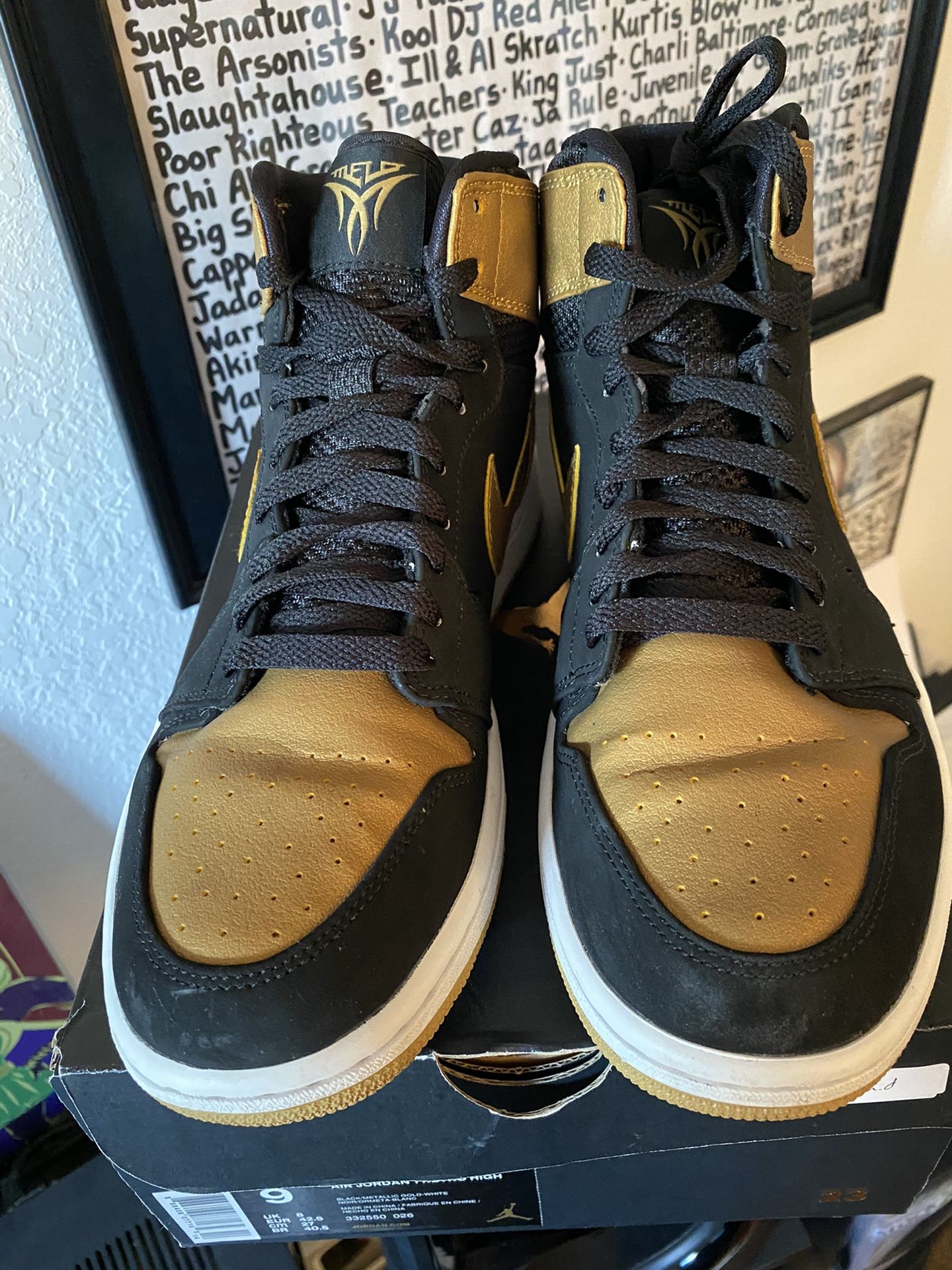 Gold Air Jordan Ii Melo Nike Air Jordan Retro Melo Black Gold Size