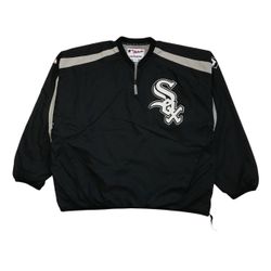 MAJESTIC CHICAGO WHITE SOX WINDBREAKER 2XL XXL SWEATSHIRT PULLOVER 1/4 ZIP 90s