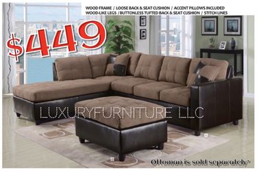 New brown microfiber sofa sectional