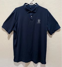 Peter Millar Crown Crafted Navy Blue Polo Golf Shirt Mens Large TPC Summerlin
