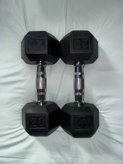 20lb Coated Rubber Hex Dumbbell Set
