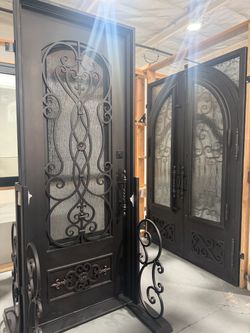 Wrought Iron Entry Door with openable Glass
