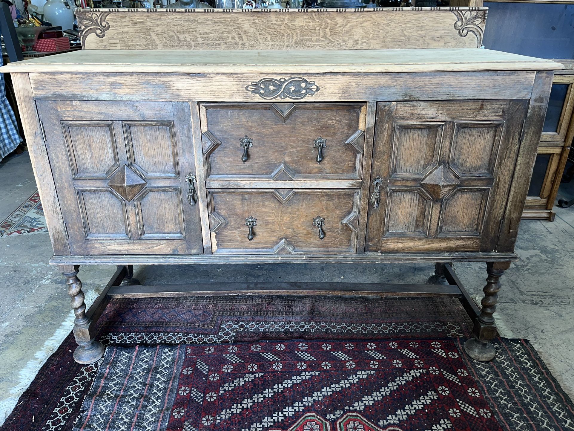 Antique Oak Sideboard Cabinet 