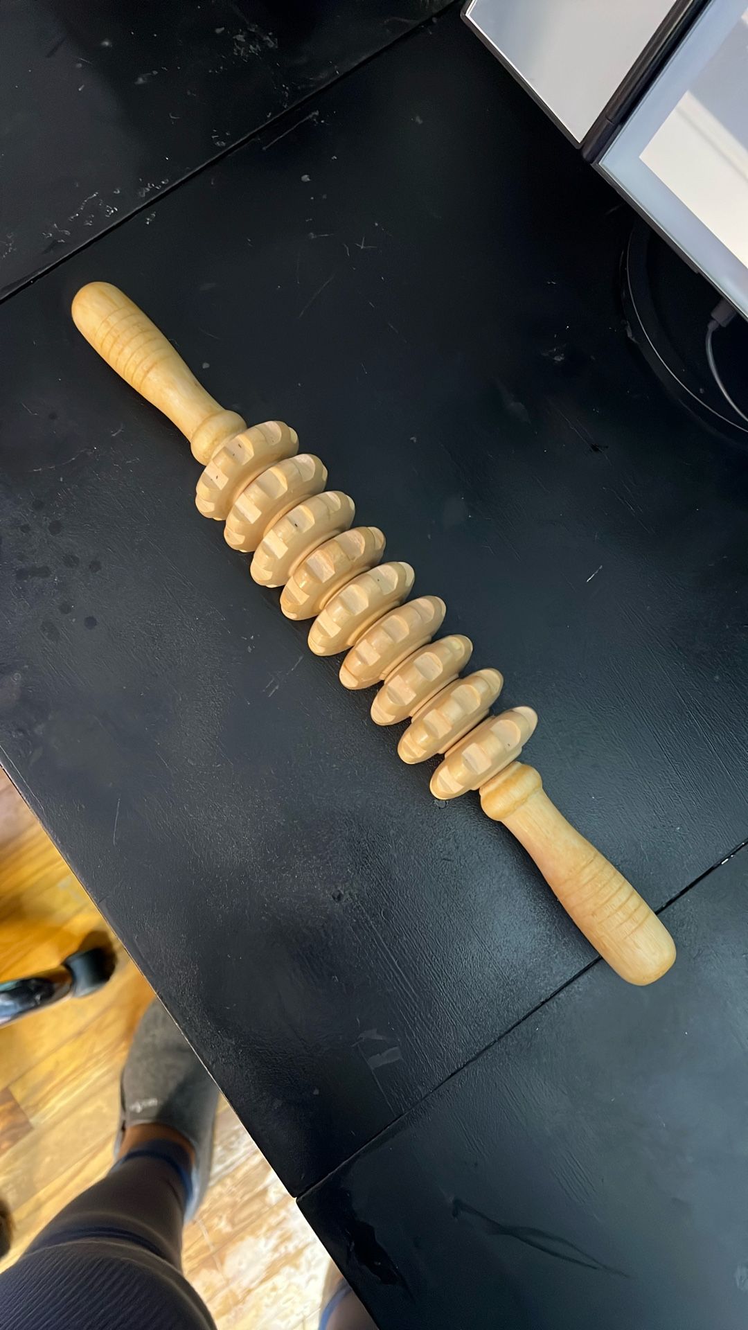 Manual Wooden Fascia Massage Roller Trigger Points for Release Cellulite Sore Muscle Blasting